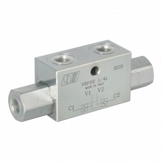 Twin check valve, VBPDE 1/4" controlled